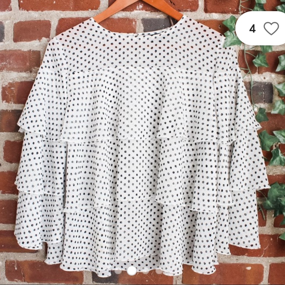 Who What Wear Polka Dot Ruffle Blouse